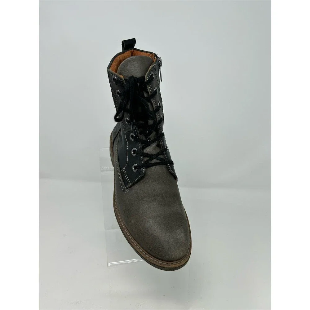 Pikolinos Aldaya Womens Ankle Boots Gray Lace-Up Side Zip Combat Casual Size 37